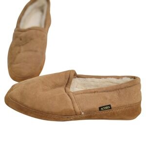 Acorn Made in Maine USA Men's Suede Sheepskin Slippers Loafer Size L 10.5 11.5